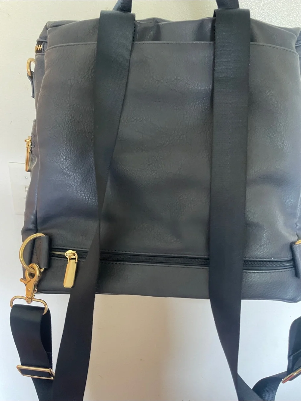 Miss Fong Classic Black Baby Backpack with Gold Hardware